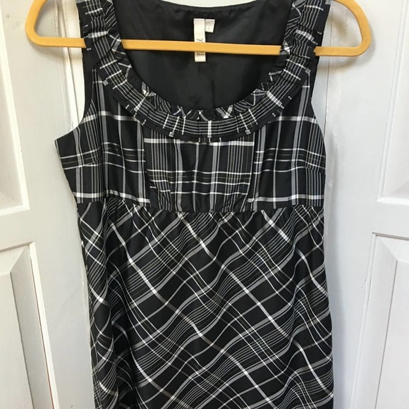 Fossil Black & White Plaid Sleeveless Silk Dress - Picture 3 of 9